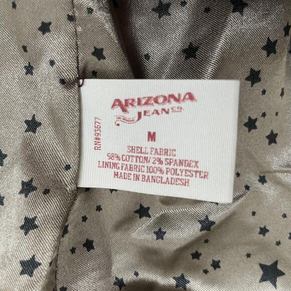 Arizona Jeans Blazer Womens Medium Purple Velvet Black Collar Lined Star Print - Picture 5 of 7